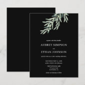 緑エレガントのオリーブ結婚の インビテーションポストカード (正面/裏面)