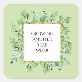 緑エレガントのカスタム誕生日パーティステッカー スクエアシール