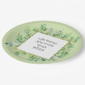 緑エレガントのカスタム誕生日会プレート ペーパープレート (アングル)