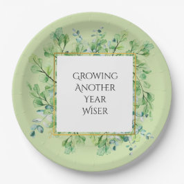 緑エレガントのカスタム誕生日会プレート ペーパープレート