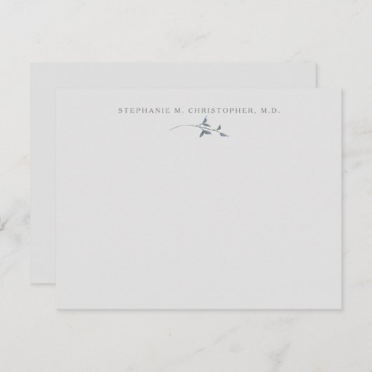 緑エレガントのクラシック文具パーソナライズされた ノートカード (正面/裏面)