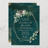 緑エレガントのクリスチャンの上の白結婚冬 招待状 (正面/裏面)