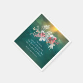 緑エレガントのクリスチャンの冬の結婚フローラ スタンダードカクテルナプキン (角)