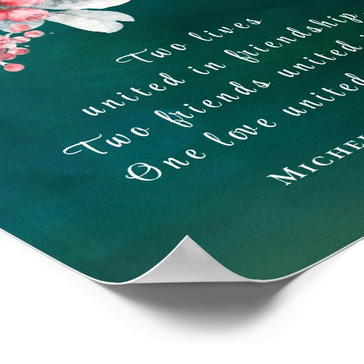 緑エレガントのクリスチャンの冬の結婚フローラ ポスター (角)