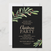 緑エレガントのクリスマスパーティの招待状 (正面)