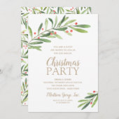 緑エレガントのクリスマスパーティの招待状 (正面/裏面)