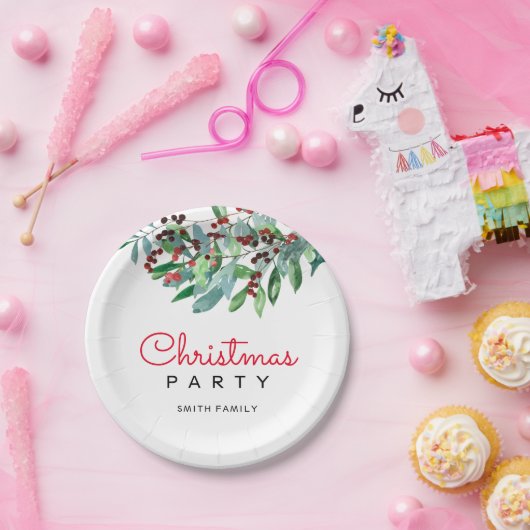 緑エレガントのクリスマスパーティー ペーパープレート (パーティー)
