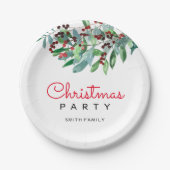 緑エレガントのクリスマスパーティー ペーパープレート (正面)