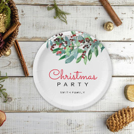 緑エレガントのクリスマスパーティー ペーパープレート