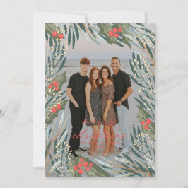 緑エレガントのクリスマスフレームホリデーカード シーズンカード