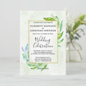 緑エレガントのシンプルの結婚葉 招待状 (スタンド正面)
