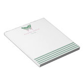 緑エレガントのストライプと蝶 – パーソナライズされた ノートパッド (アングル)