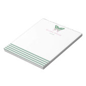 緑エレガントのストライプと蝶 – パーソナライズされた ノートパッド (回転)