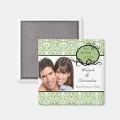 緑エレガントのダマスク写真Date Magnetを保存 マグネット (正面/裏面)