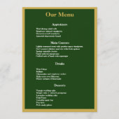 緑エレガントのディナーの金ゴールドス結婚クリプトフレーム メニュー (正面)