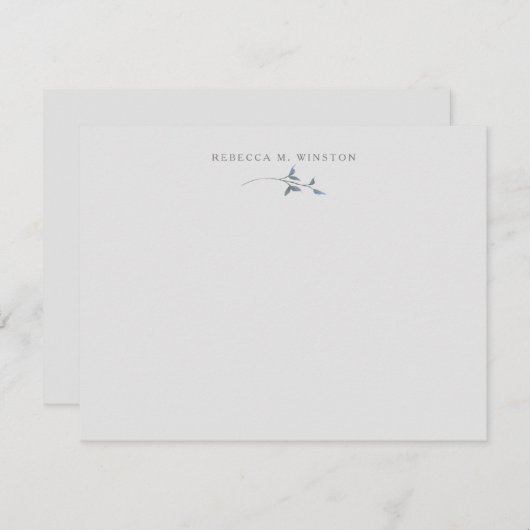 緑エレガントのパーソナライズされたシンプル ノートカード (正面/裏面)