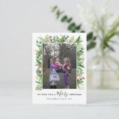 緑エレガントのヒイラマツメリークリスマスフォト シーズンポストカード (スタンド正面)