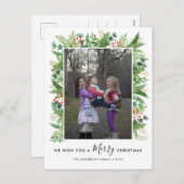 緑エレガントのヒイラマツメリークリスマスフォト シーズンポストカード (正面/裏面)
