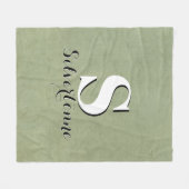 緑エレガントのファミリ名モノグラム フリースブランケット (正面(横))