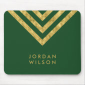 緑エレガントのフェイク金ゴールド名Chevron Geometric マウスパッド (正面)