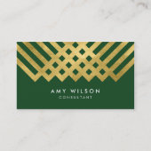 緑エレガントのフェイク金ゴールド幾何デザイン 名刺 (正面)