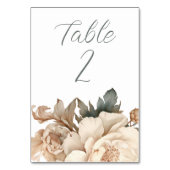 緑エレガントのフローラのクリームとトープ結婚 テーブルナンバー (裏面)