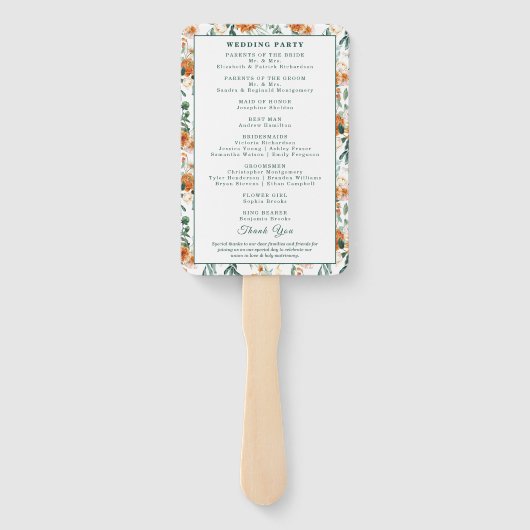 緑エレガントのフローラの式の結婚スクリプト ハンドファン (裏面)