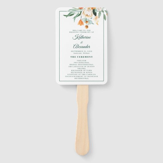 緑エレガントのフローラの式の結婚スクリプト ハンドファン (正面)