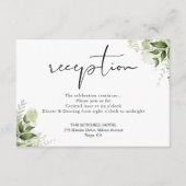 緑エレガントのフローラスクリプトウェディング受付 エンクロージャーカード (正面)