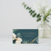 緑エレガントのフローラティール(緑がかった色)金ゴールド結婚のウェブサイト エンクロージャーカード (スタンド正面)