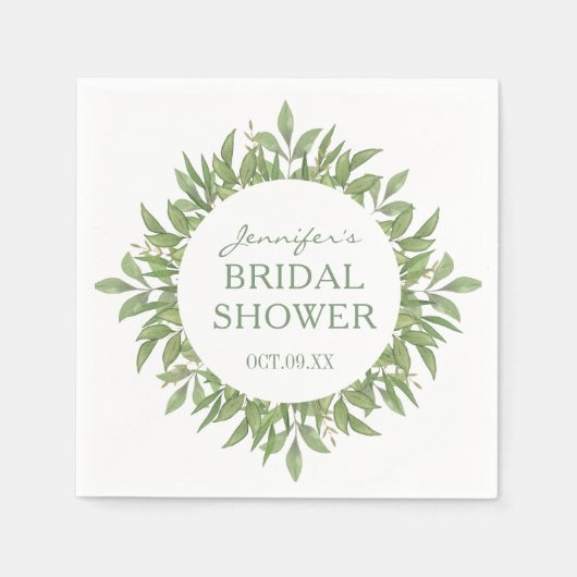 緑エレガントのフローラブライダルシャワー スタンダードカクテルナプキン (正面)