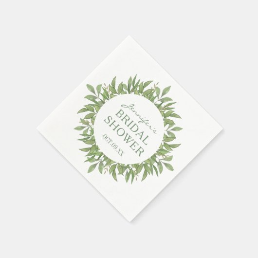 緑エレガントのフローラブライダルシャワー スタンダードカクテルナプキン (角)