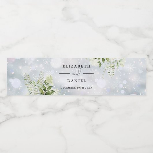緑エレガントのフローラ冬の結婚式 ペットボトルラベル (シングルラベル)