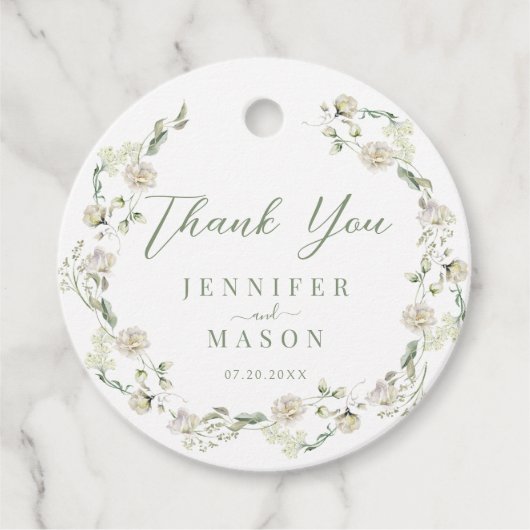 緑エレガントのフローラ夏結婚に感謝 フェイバータグ (正面)