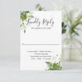 緑エレガントのフローラ結婚の親切な回答 出欠カード (スタンド正面)