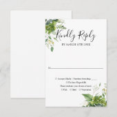 緑エレガントのフローラ結婚の親切な回答 出欠カード (正面/裏面)