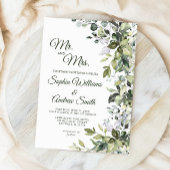 緑エレガントのフローラ結婚ズ 招待状