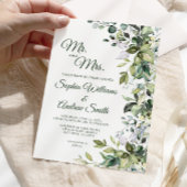 緑エレガントのフローラ結婚ズ 招待状
