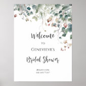 緑エレガントのブライダルシャワー歓迎サイン ポスター (正面)