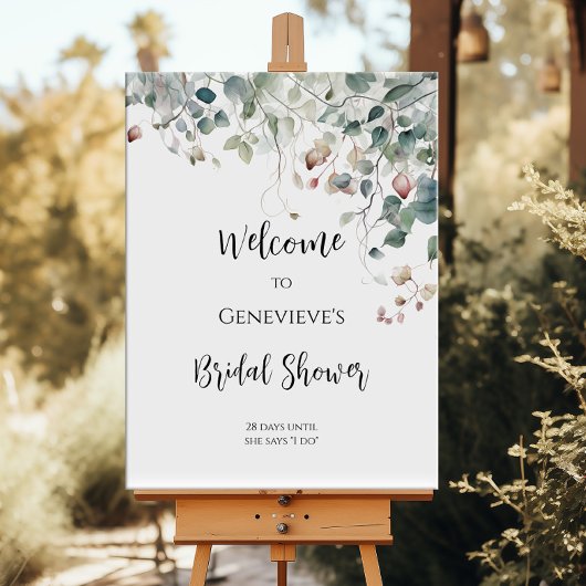 緑エレガントのブライダルシャワー歓迎サイン ポスター