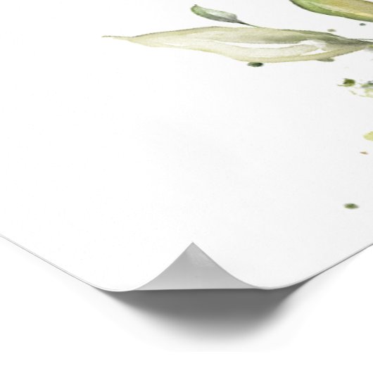 緑エレガントのボホブライダルシャワー歓迎サイン ポスター (角)