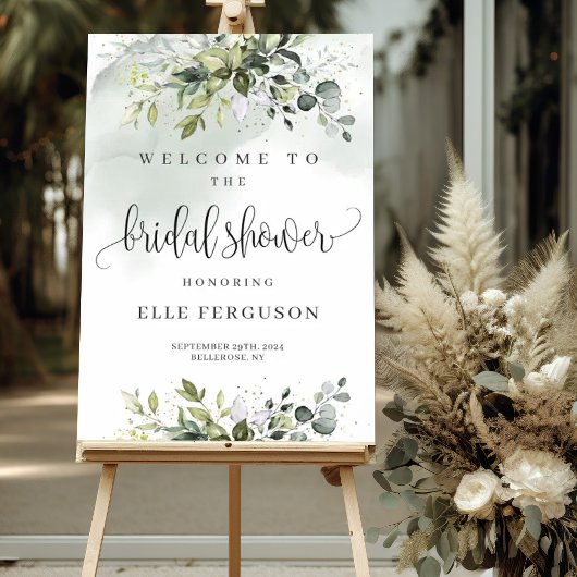 緑エレガントのボホブライダルシャワー歓迎サイン ポスター
