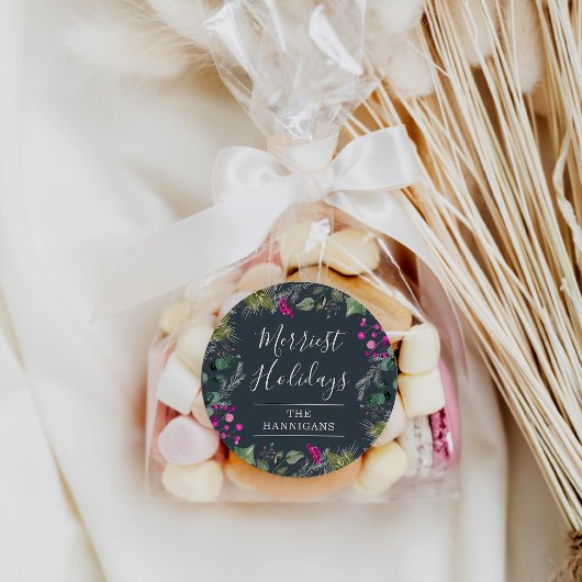 緑エレガントのメリークリスマスシール ラウンドシール