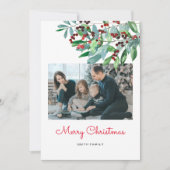緑エレガントのメリークリスマスフォトカード 招待状 (正面)