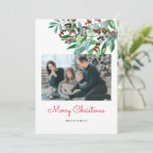 緑エレガントのメリークリスマスフォトカード 招待状 (スタンド正面)