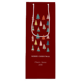 緑エレガントのモダンクリスマスツリーセット ワインギフトバッグ