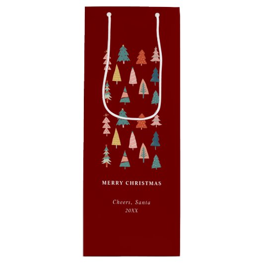 緑エレガントのモダンクリスマスツリーセット ワインギフトバッグ (正面)