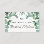 緑エレガントのユニークケータリング皿プレイスカード プレイスカード (裏面)