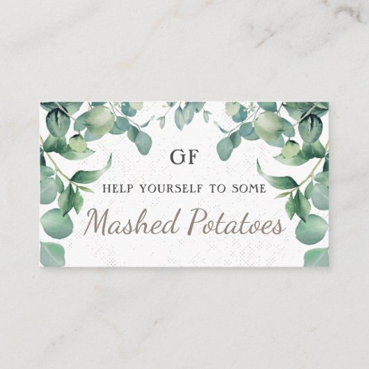 緑エレガントのユニークケータリング皿プレイスカード プレイスカード (裏面)