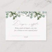 緑エレガントのユーカリおむつラッフルチケット エンクロージャーカード (正面)